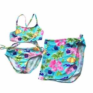Flapdoodles Tropical Bikini and Coverup Set Size 6